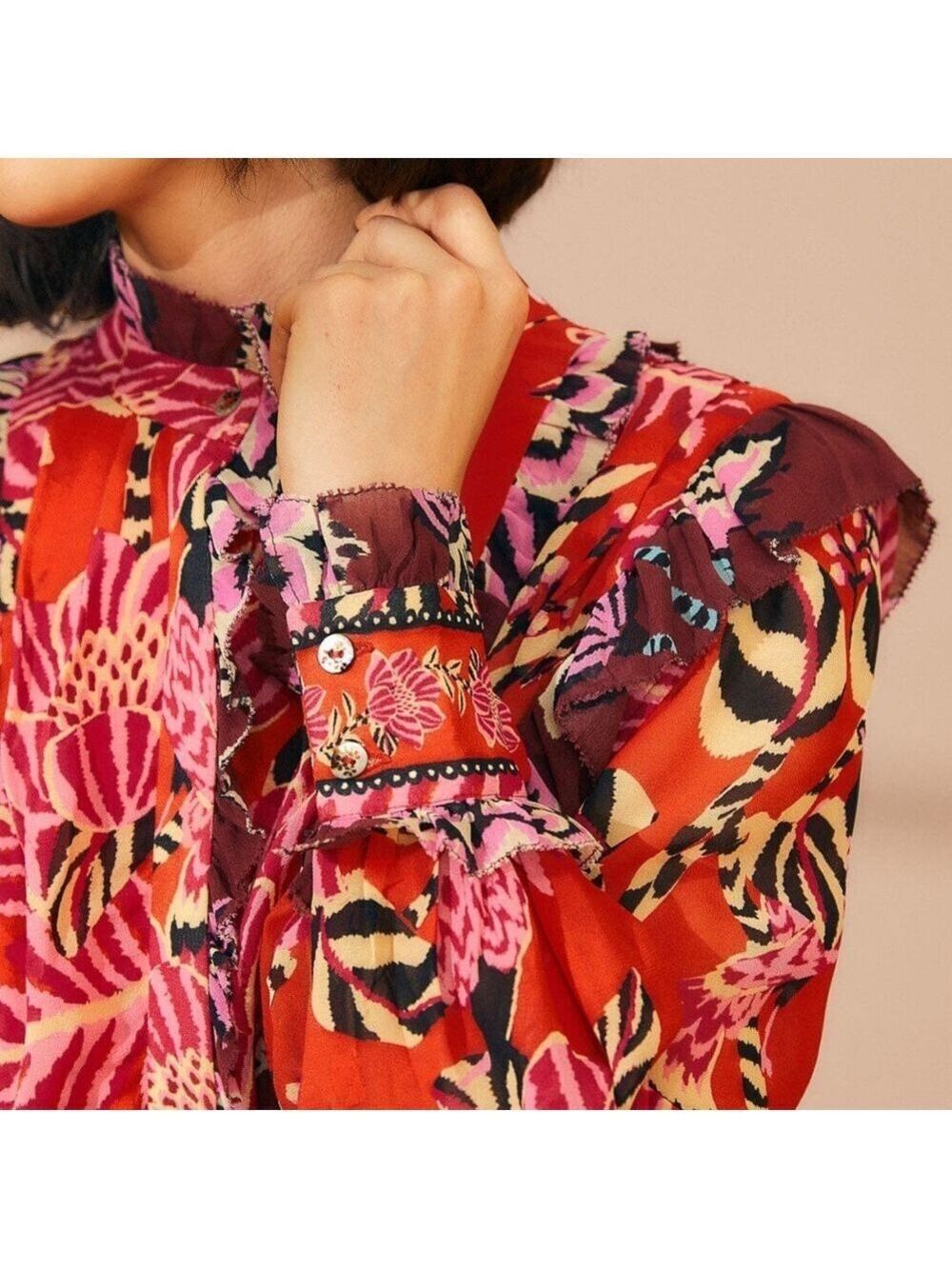 Farm Rio Mixed Floral Ruffle Mini Dress - Picture 7 of 12